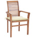 Dining Chairs 2 Pcs With Cream Cushions Solid Teak Wood