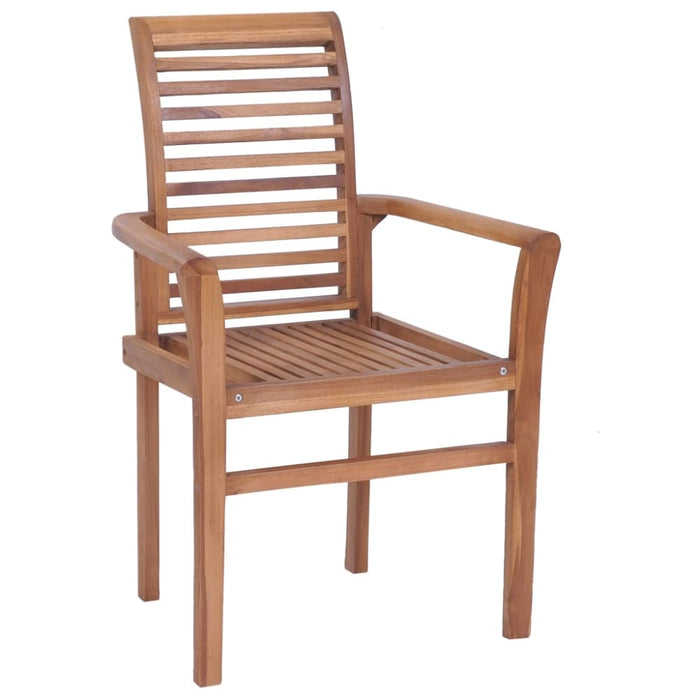 Dining Chairs 2 Pcs With Cream Cushions Solid Teak Wood