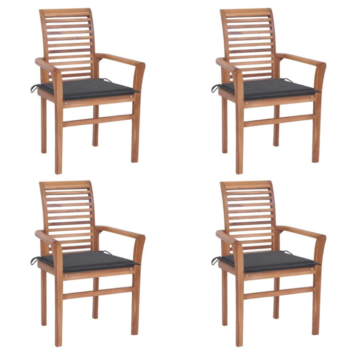 Dining Chairs 4 Pcs With Anthracite Cushions Solid Teak