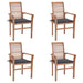 Dining Chairs 4 Pcs With Anthracite Cushions Solid Teak