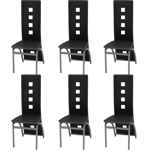 Dining Chairs 6 Pcs Black Faux Leather Gl4499