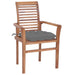 Dining Chairs 6 Pcs With Grey Cushions Solid Teak Wood