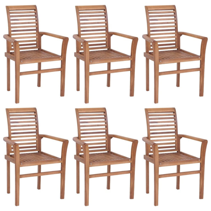 Dining Chairs 6 Pcs With Grey Cushions Solid Teak Wood