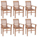 Dining Chairs 6 Pcs With Grey Cushions Solid Teak Wood