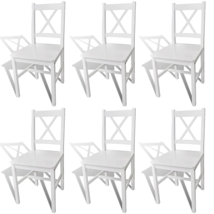 Dining Chairs 6 Pcs White Pinewood Gl453196