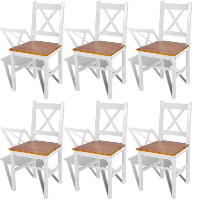 Dining Chairs 6 Pcs White Pinewood Gl47719