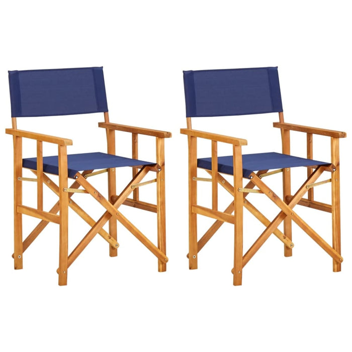 Director’s Chairs 2 Pcs Solid Acacia Wood Blue Apkan