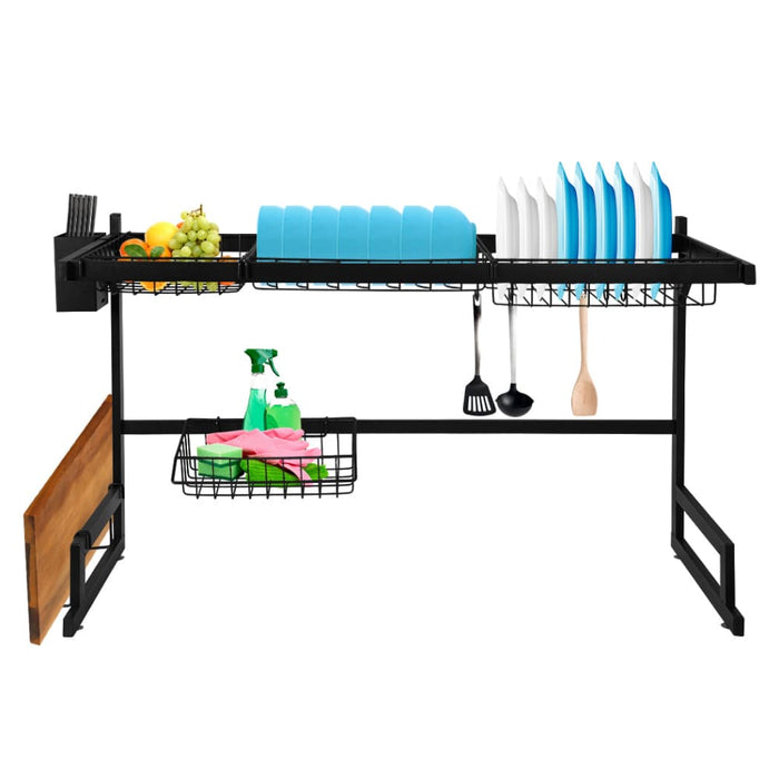 Dish Drying Rack Over Sink Stainless Steel Black Drainer