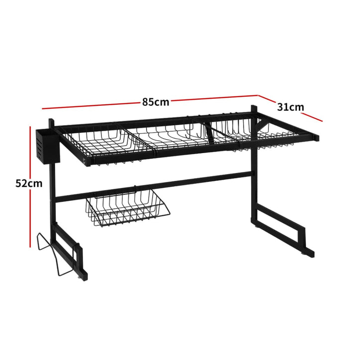 Dish Drying Rack Over Sink Stainless Steel Black Drainer