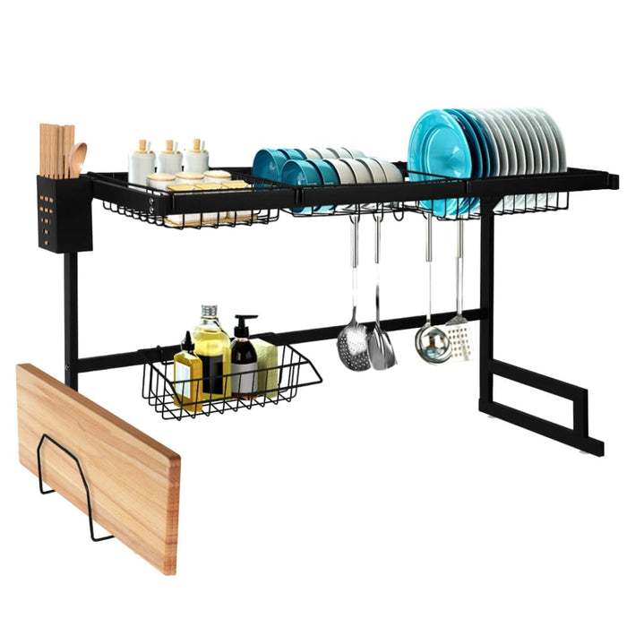 Dish Drying Rack Over Sink Stainless Steel Black Drainer