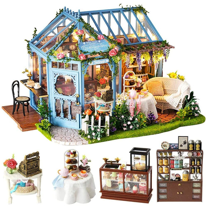 Dollhouse Miniature With Furniture Kit Plus Dust Proof