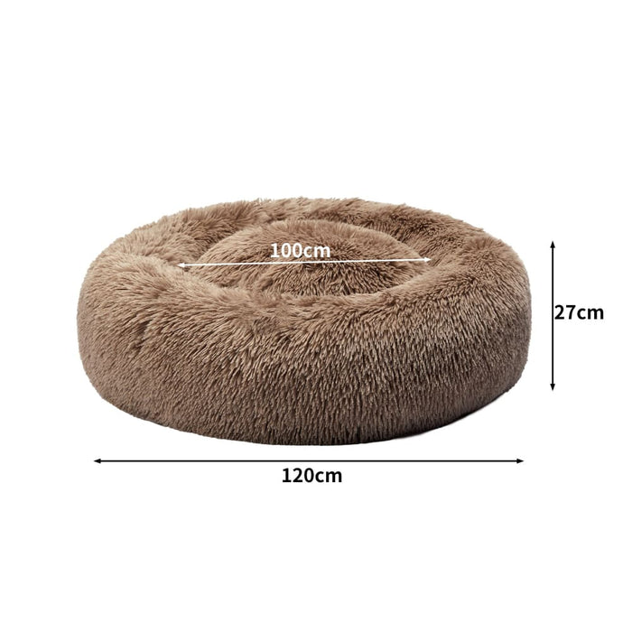 Pet Bed Cat Dog Donut Nest Calming Mat Kennel Cave Deep