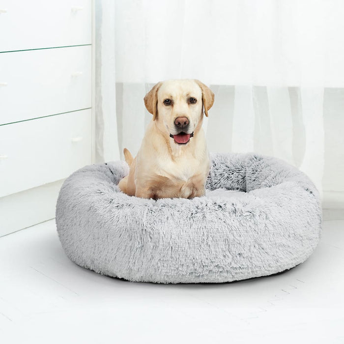 Pet Bed Cat Dog Donut Nest Calming Mat Soft Plush Kennel