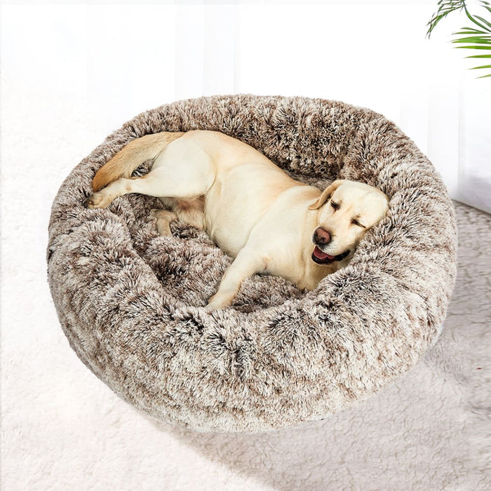 Pet Bed Cat Dog Donut Nest Calming Mat Soft Plush Kennel