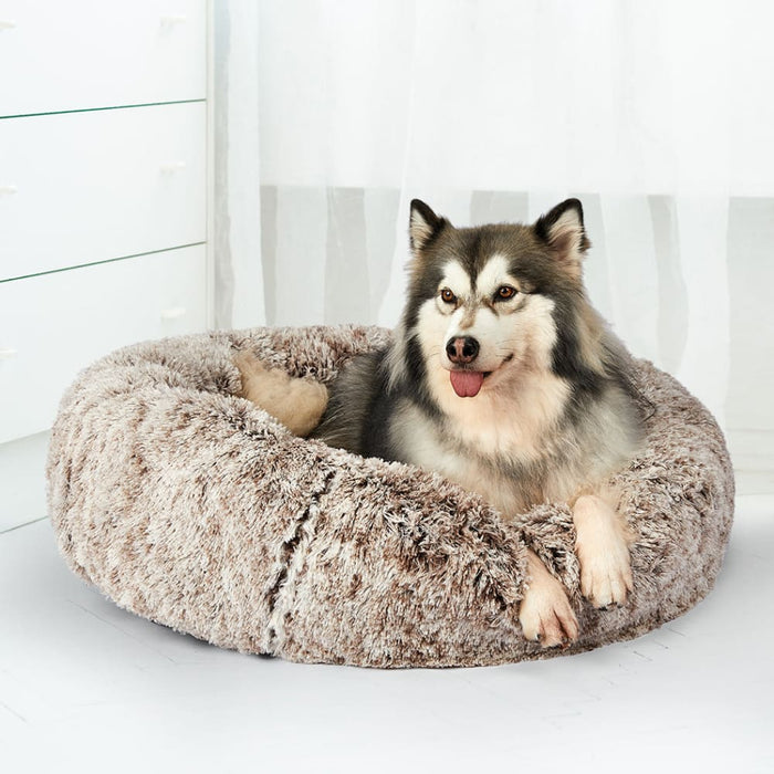 Pet Bed Cat Dog Donut Nest Calming Mat Soft Plush Kennel