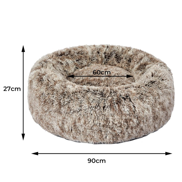 Pet Bed Cat Dog Donut Nest Calming Mat Soft Plush Kennel