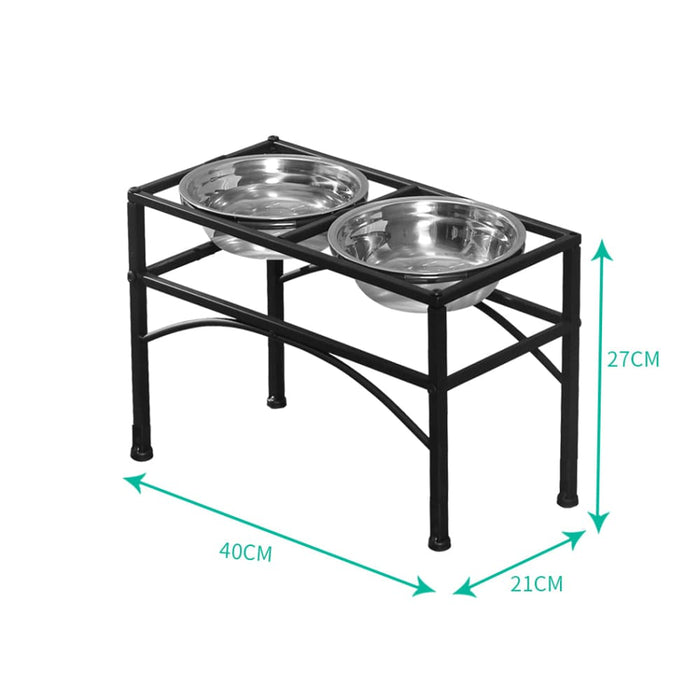 Dual Elevated Raised Pet Dog Feeder Bowl Stainless Steel