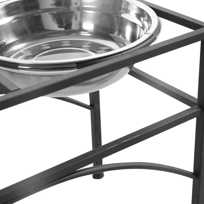 Dual Elevated Raised Pet Dog Feeder Bowl Stainless Steel