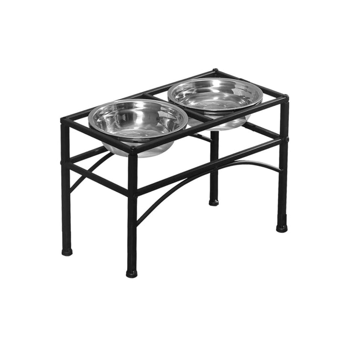 Dual Elevated Raised Pet Dog Feeder Bowl Stainless Steel
