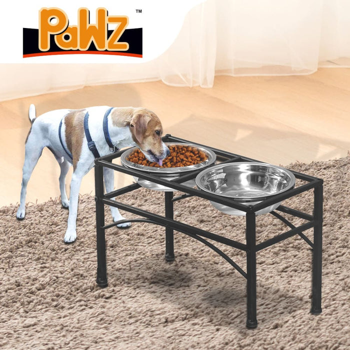 Dual Elevated Raised Pet Dog Feeder Bowl Stainless Steel