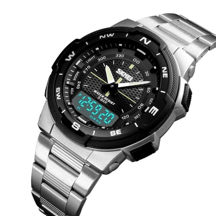 Dual Time Display Digital Wristwatch