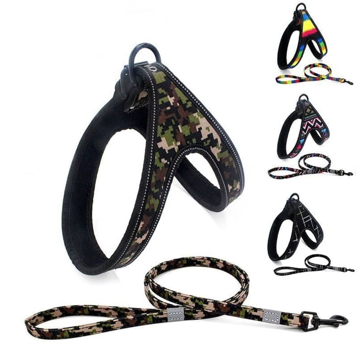 Durable Soft Padded Reflective Pet Harness Leash Set