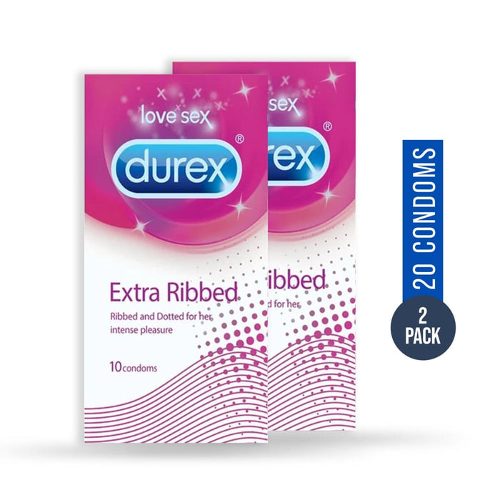 Nz Local Stock- Durex Extra Ribbed Condoms - 20 Pack