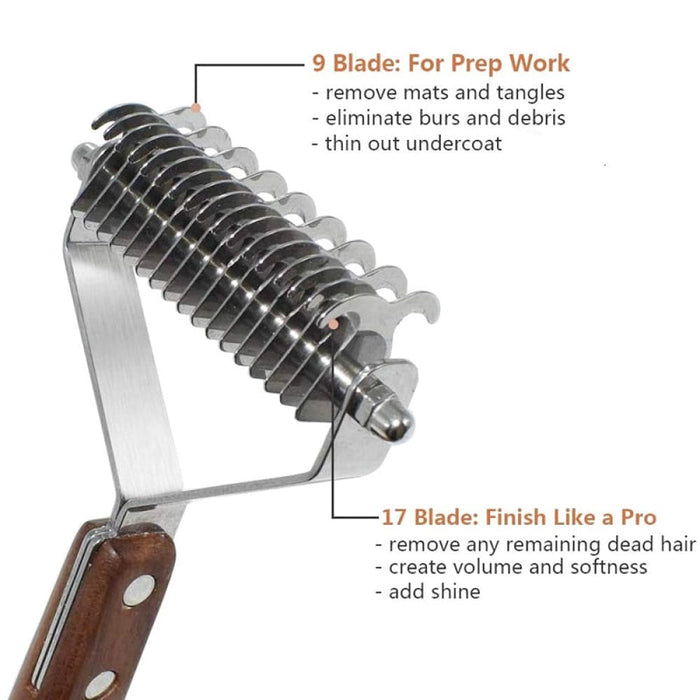 Efficient Safe Dog Comb Rakewith Wooden Handle Removes