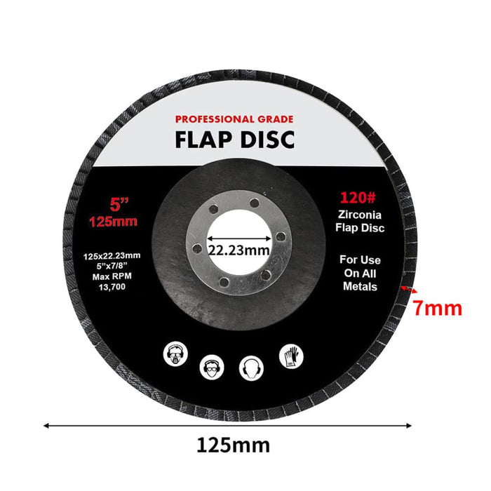 Flap Discs 125mm 5 Zirconia Sanding Wheel 120 # Sander