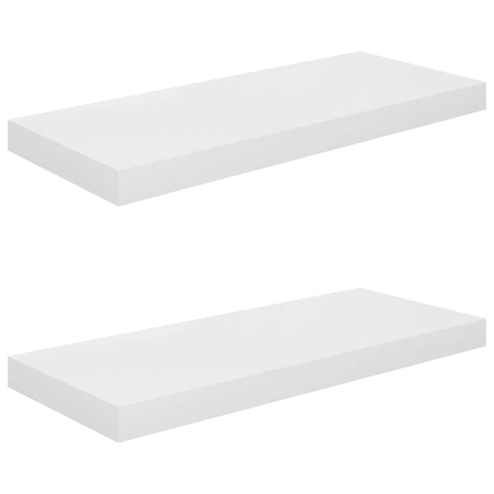 Floating Wall Shelves 2 Pcs Glossy Look White Mdf Txtiak