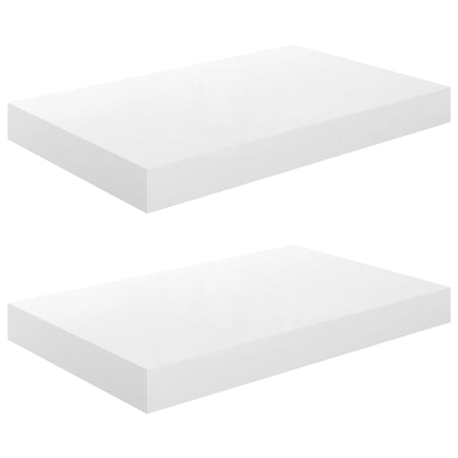 Floating Wall Shelves 2 Pcs Glossy Look White Mdf Txtiat