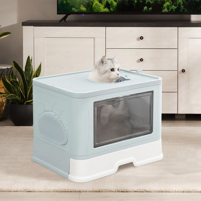 Foldable Cat Litter Box Tray Enclosed Kitty Toilet Hood