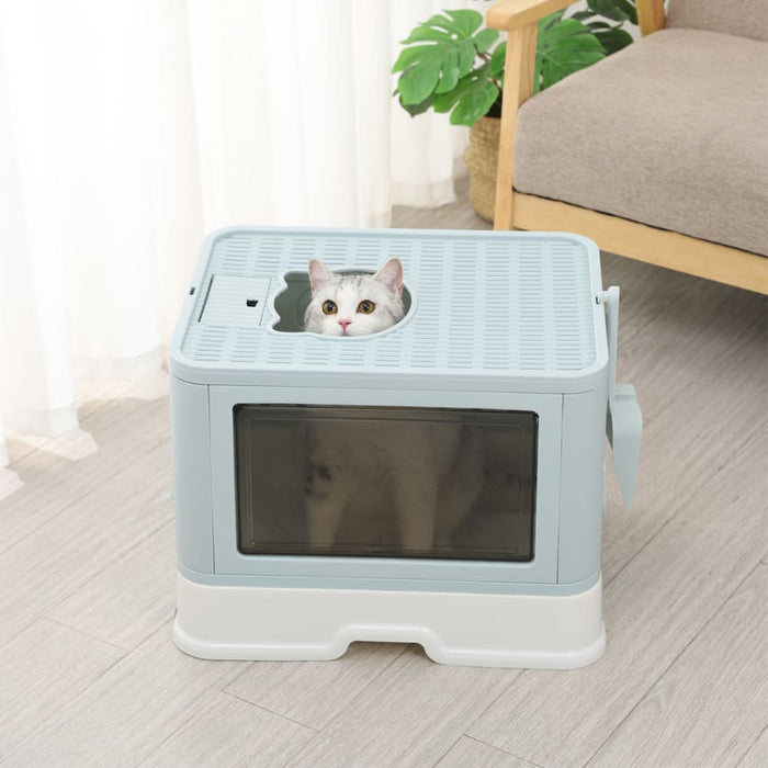 Foldable Cat Litter Box Tray Enclosed Kitty Toilet Hood