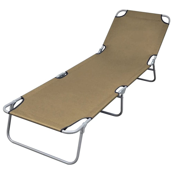 Foldable Sunlounger With Adjustable Backrest Taupe Aaxka