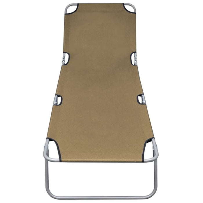 Foldable Sunlounger With Adjustable Backrest Taupe Aaxka