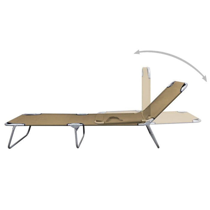 Foldable Sunlounger With Adjustable Backrest Taupe Aaxka