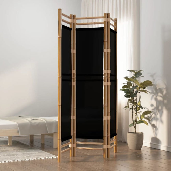 Folding 3-panel Room Divider 120 Cm Bamboo and Canvas Tpblxi