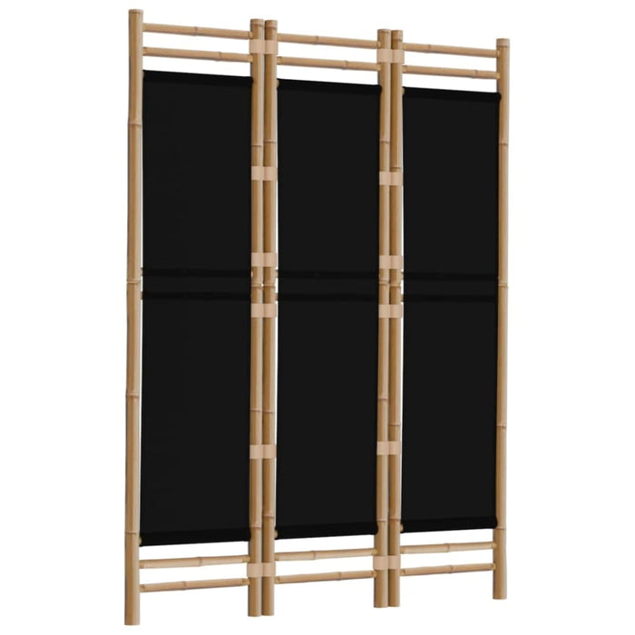 Folding 3-panel Room Divider 120 Cm Bamboo and Canvas Tpblxi