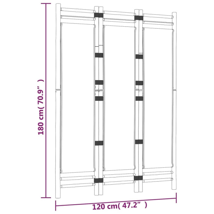 Folding 3-panel Room Divider 120 Cm Bamboo and Canvas Tpblxi