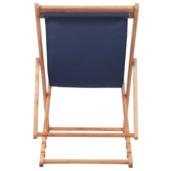 Folding Beach Chair Fabric And Wooden Frame Blue Aabbb