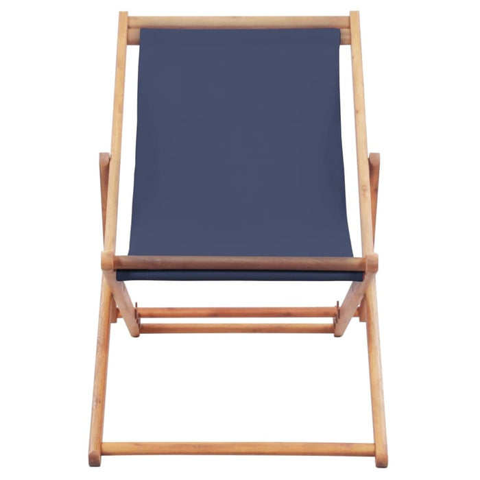 Folding Beach Chair Fabric And Wooden Frame Blue Aabbb