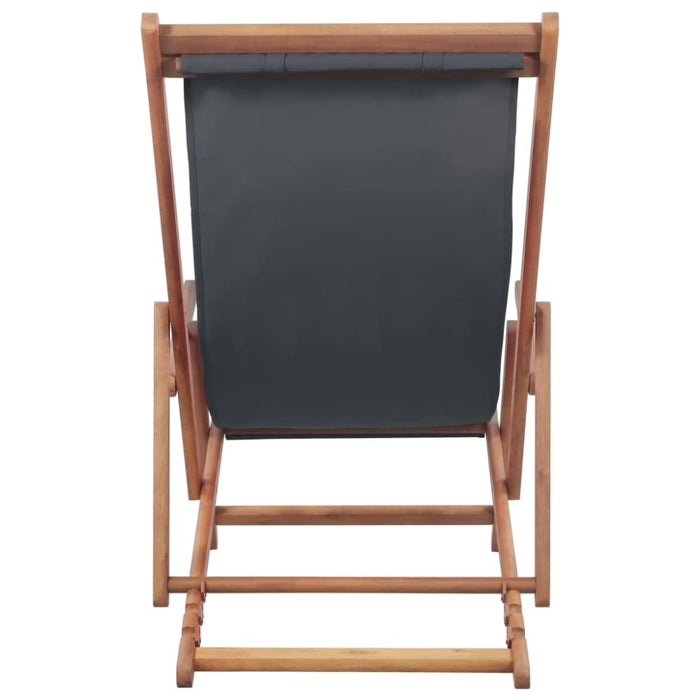 Folding Beach Chair Fabric And Wooden Frame Grey Atkki