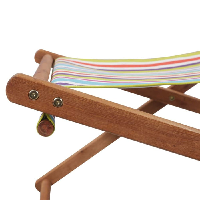 Folding Beach Chair Fabric And Wooden Frame Multicolour