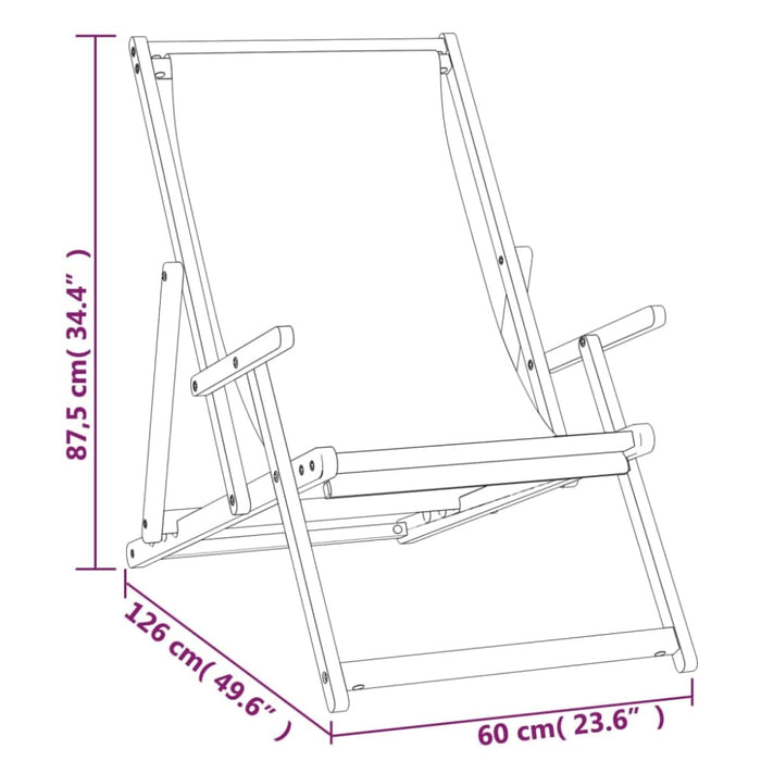 Folding Beach Chair Solid Wood Teak Cream Toilkl