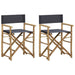 Folding Director’s Chairs 2 Pcs Dark Grey Bamboo