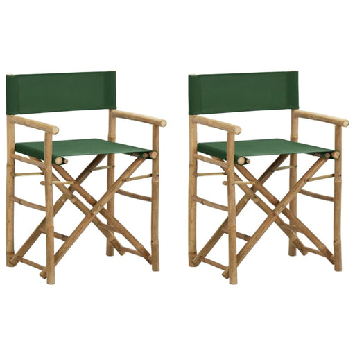 Folding Director’s Chairs 2 Pcs Green Bamboo And Fabric