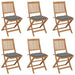 Folding Garden Chairs 6 Pcs With Cushions Solid Acacia Wood