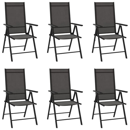 Folding Garden Chairs 6 Pcs Textilene Black Toxoik