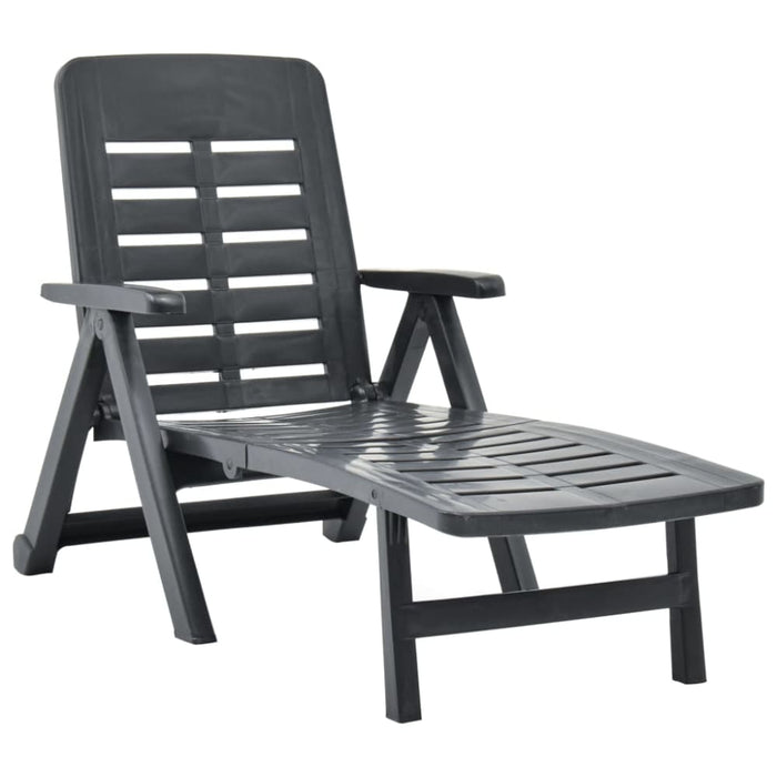 Folding Sun Lounger Plastic Anthracite Anipl