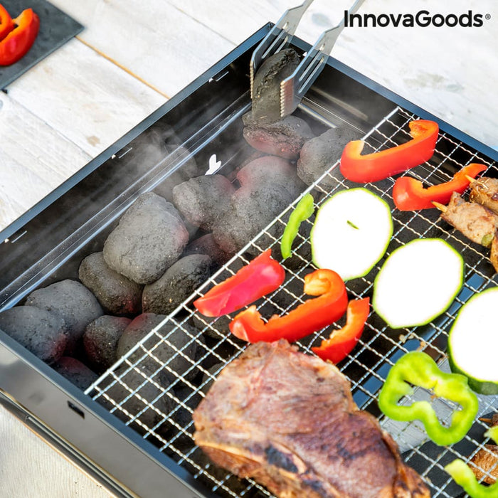 Folding Portable Barbecue For Use With Charcoal Bearbq